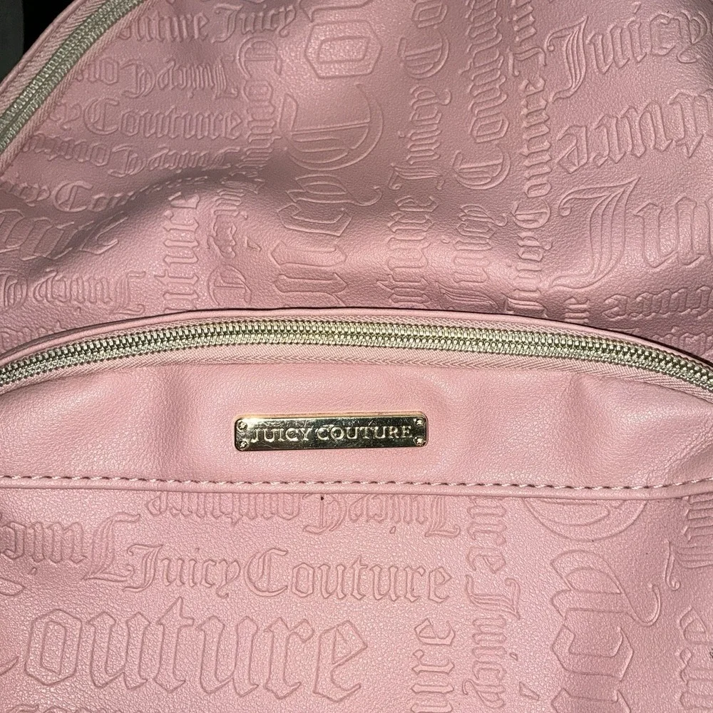 Juicy Couture Backpack Pink Embossed Logo Handbag School Work Lightweight